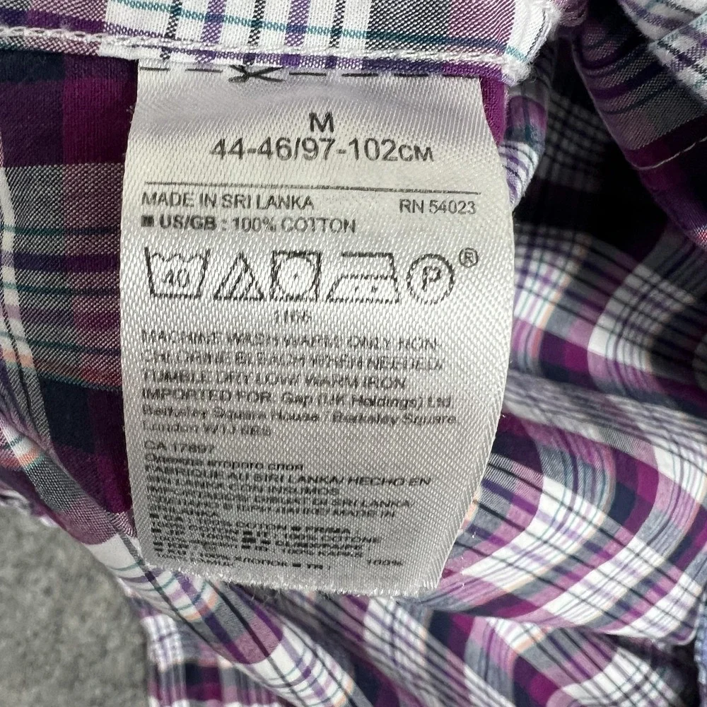 Banana Republic Shirt Mens Medium Purple Plaid Grant Fit Custom 078 Cotton Work